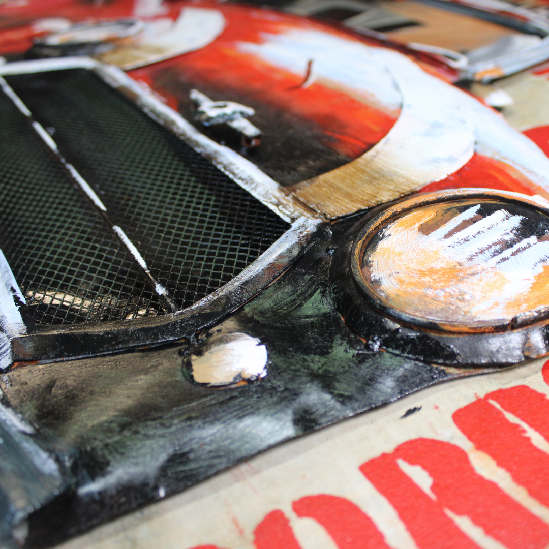 3D Schilderij Metaal - Mini cooper – 120x80cm