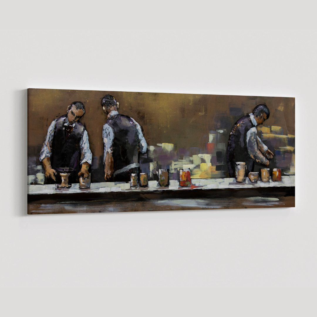 3D Schilderij Metaal - Barmannen – 60x150cm