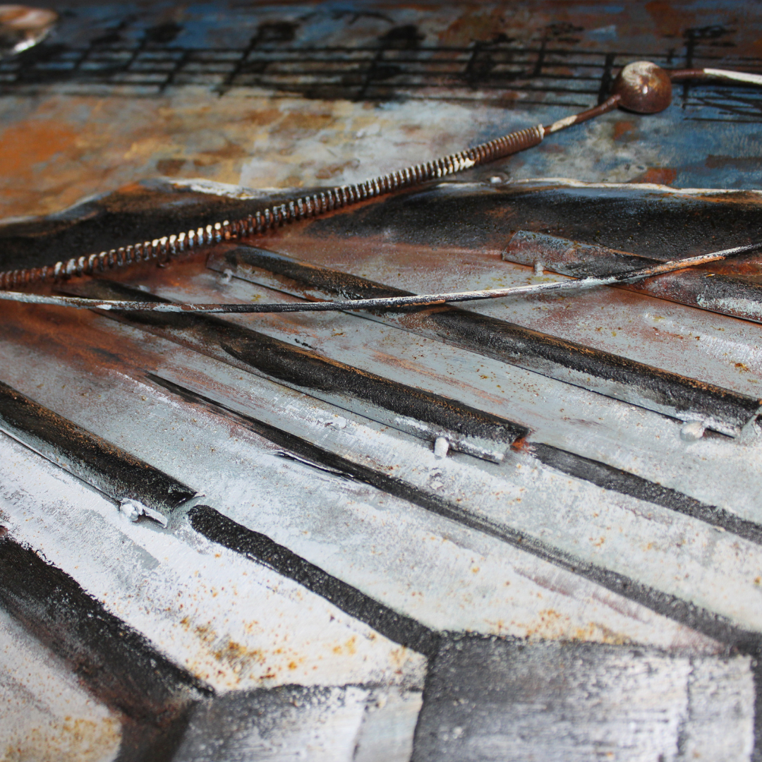 3D Schilderij Metaal - Piano – 120x80cm