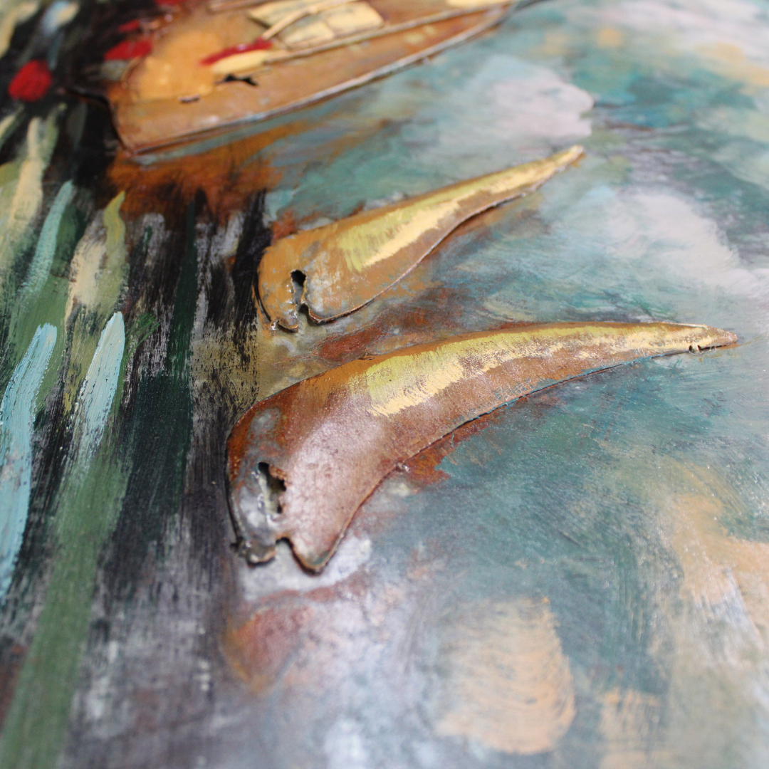 3D Schilderij Metaal - Zeil boten – 60x150cm