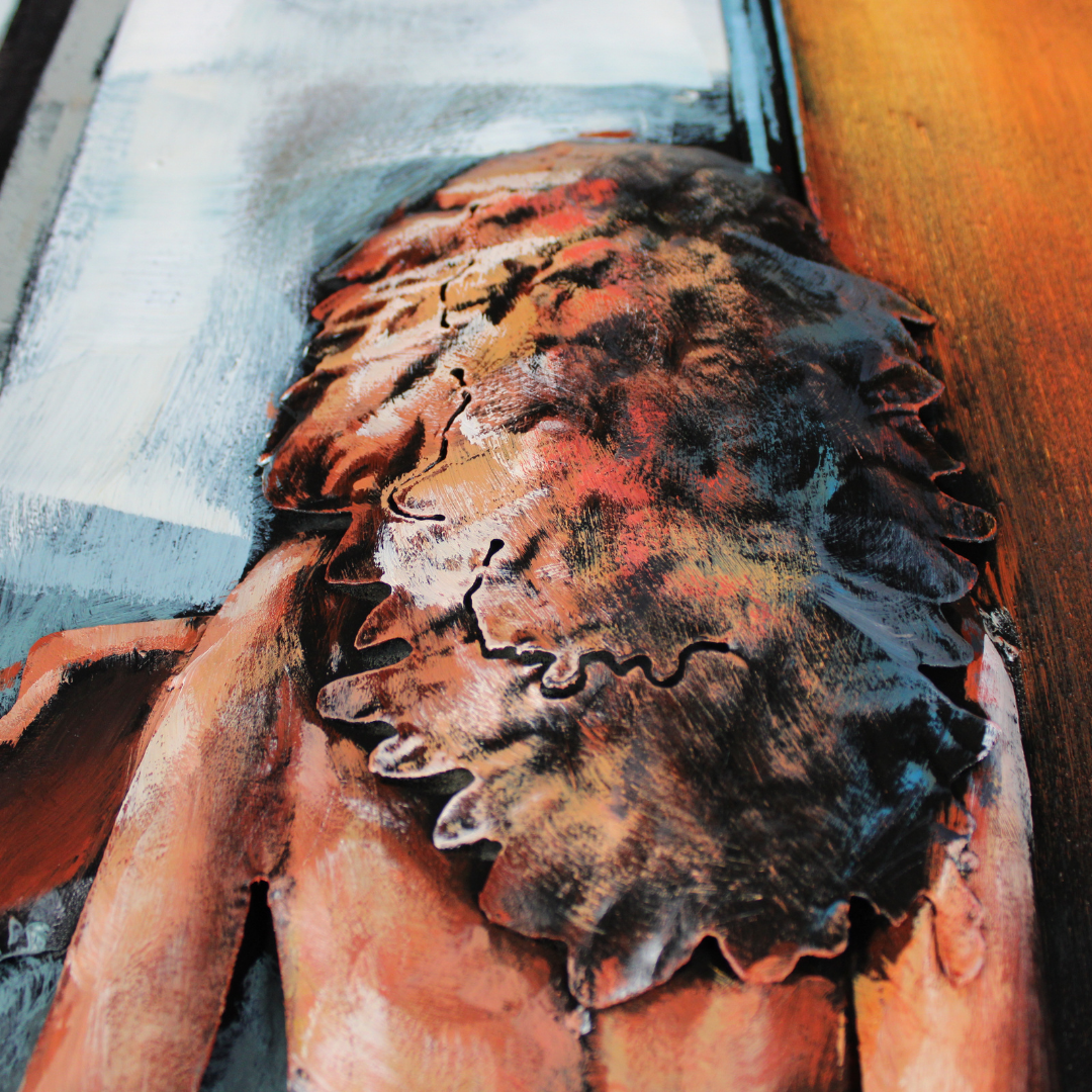 3D Schilderij Metaal - Piano woman – 100x100cm