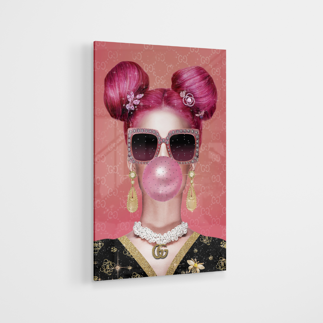 Strass Glasschilderij - Gucci Bubblegum - 80x120cm