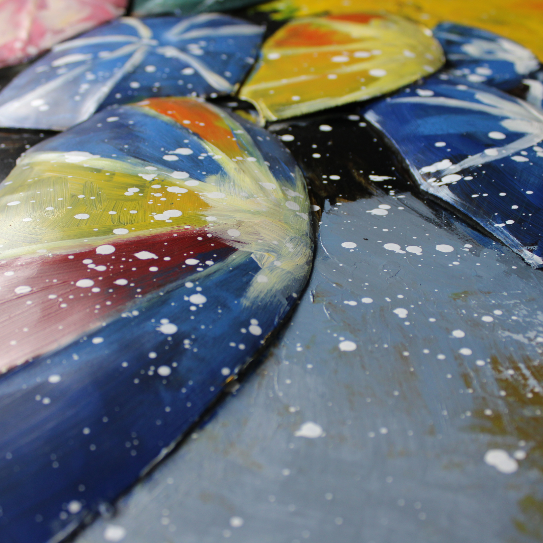 3D Schilderij Metaal - Multicoloured umbrellas – 100x100cm