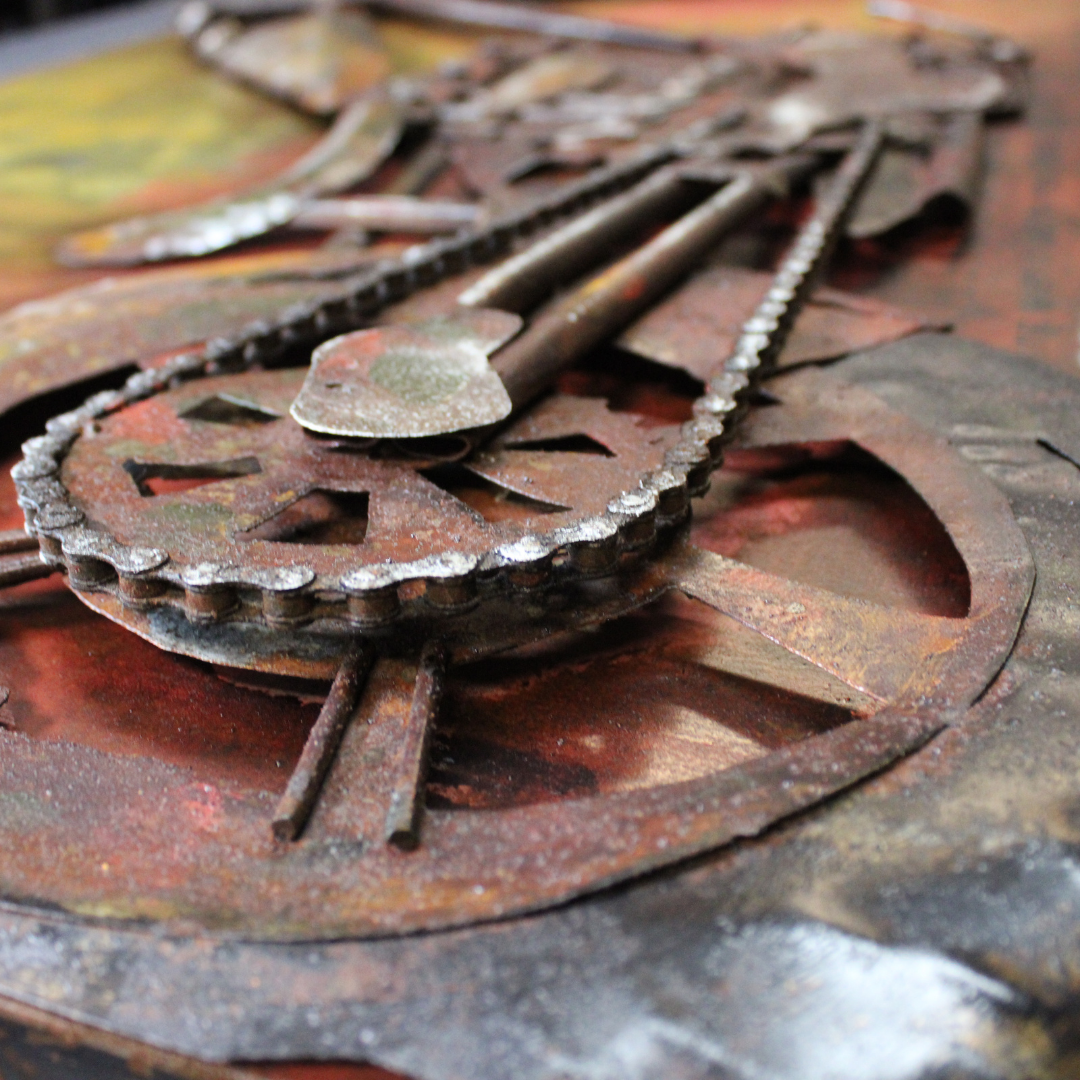 3D Schilderij Metaal - Motor chopper – 70x140cm