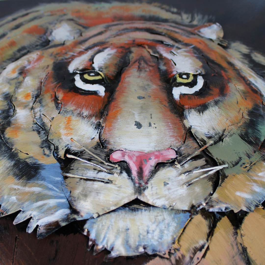 3D Schilderij Metaal - Tijger – 100x100cm