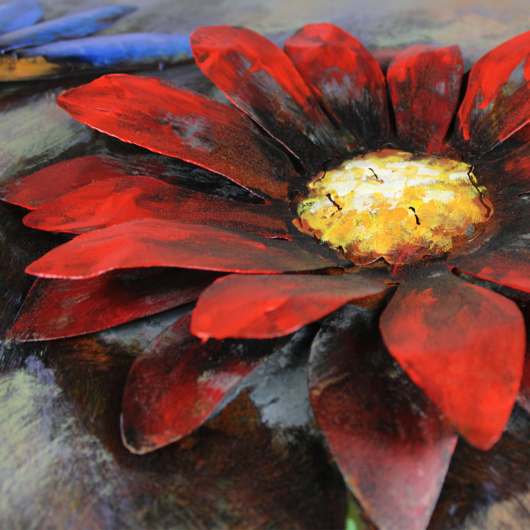 3D Schilderij Metaal - Margriet bloemen – 120x80cm