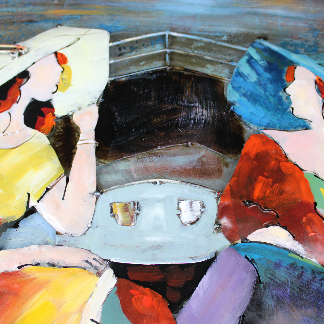 3D Schilderij Metaal - Two women – 100x100cm