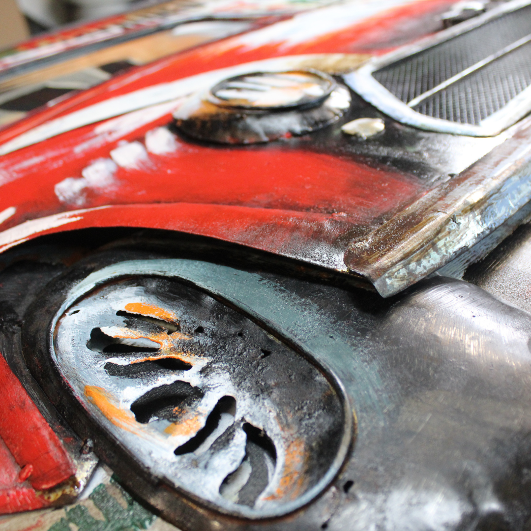 3D Schilderij Metaal - Mini cooper – 120x80cm