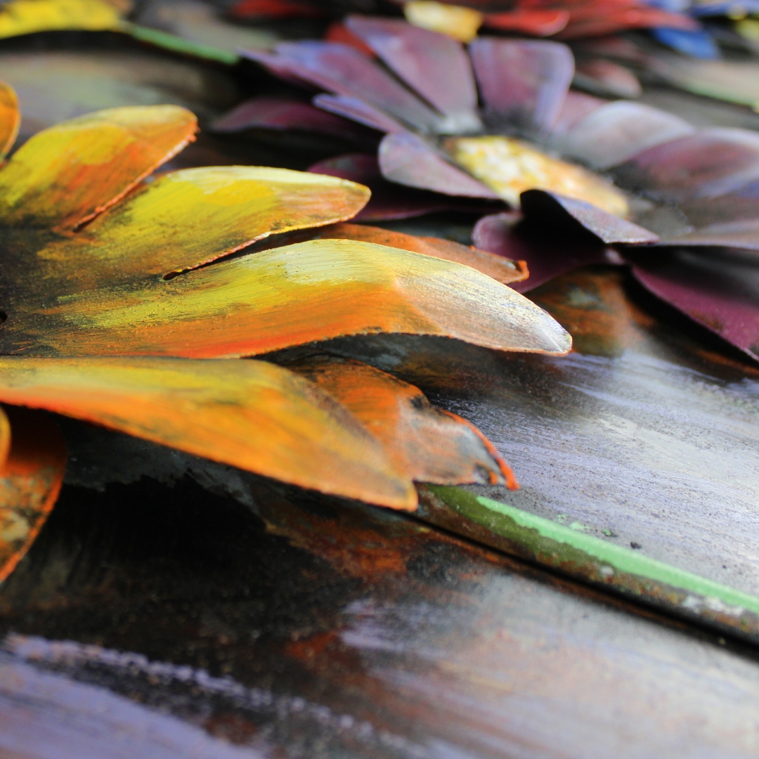 3D Schilderij Metaal - Margriet bloemen – 120x80cm