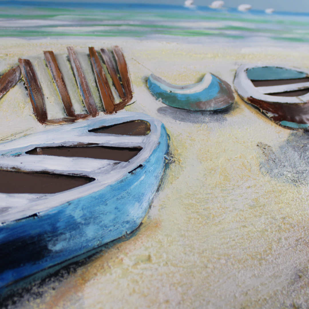 3D Schilderij Metaal - Zeezicht – 60x150cm