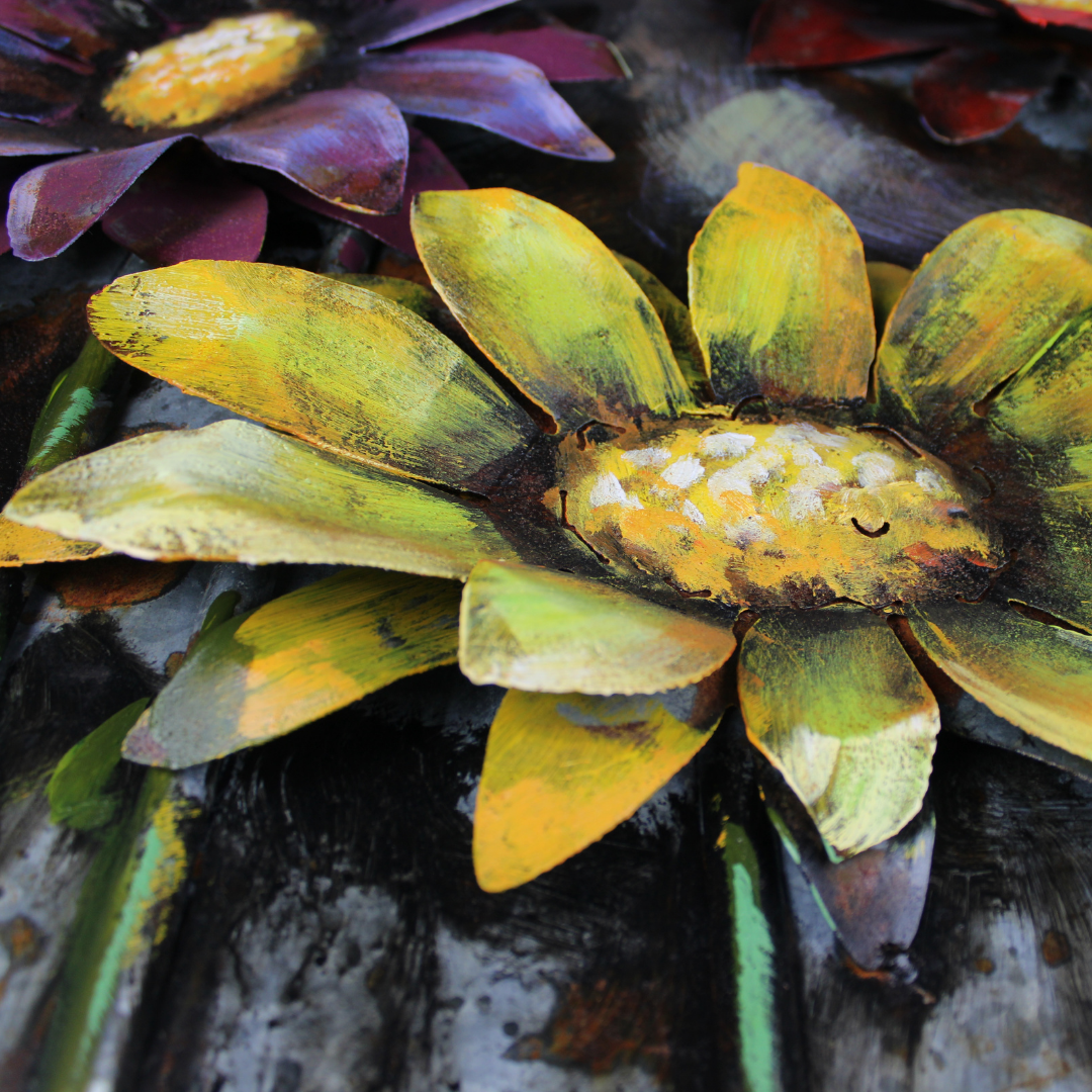 3D Schilderij Metaal - Margriet bloemen – 120x80cm