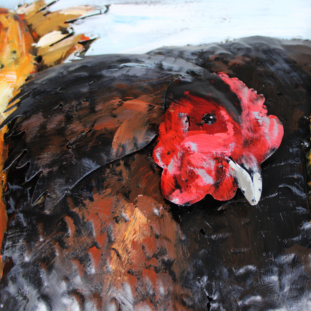 3D Schilderij Metaal - Kippen – 60x150cm