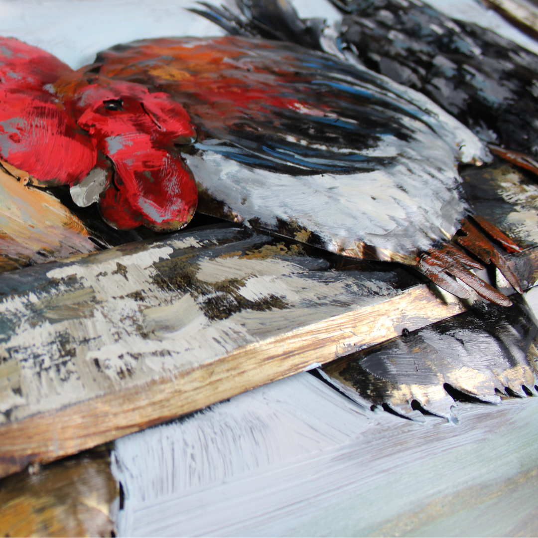 3D Schilderij Metaal - Kippen – 60x150cm