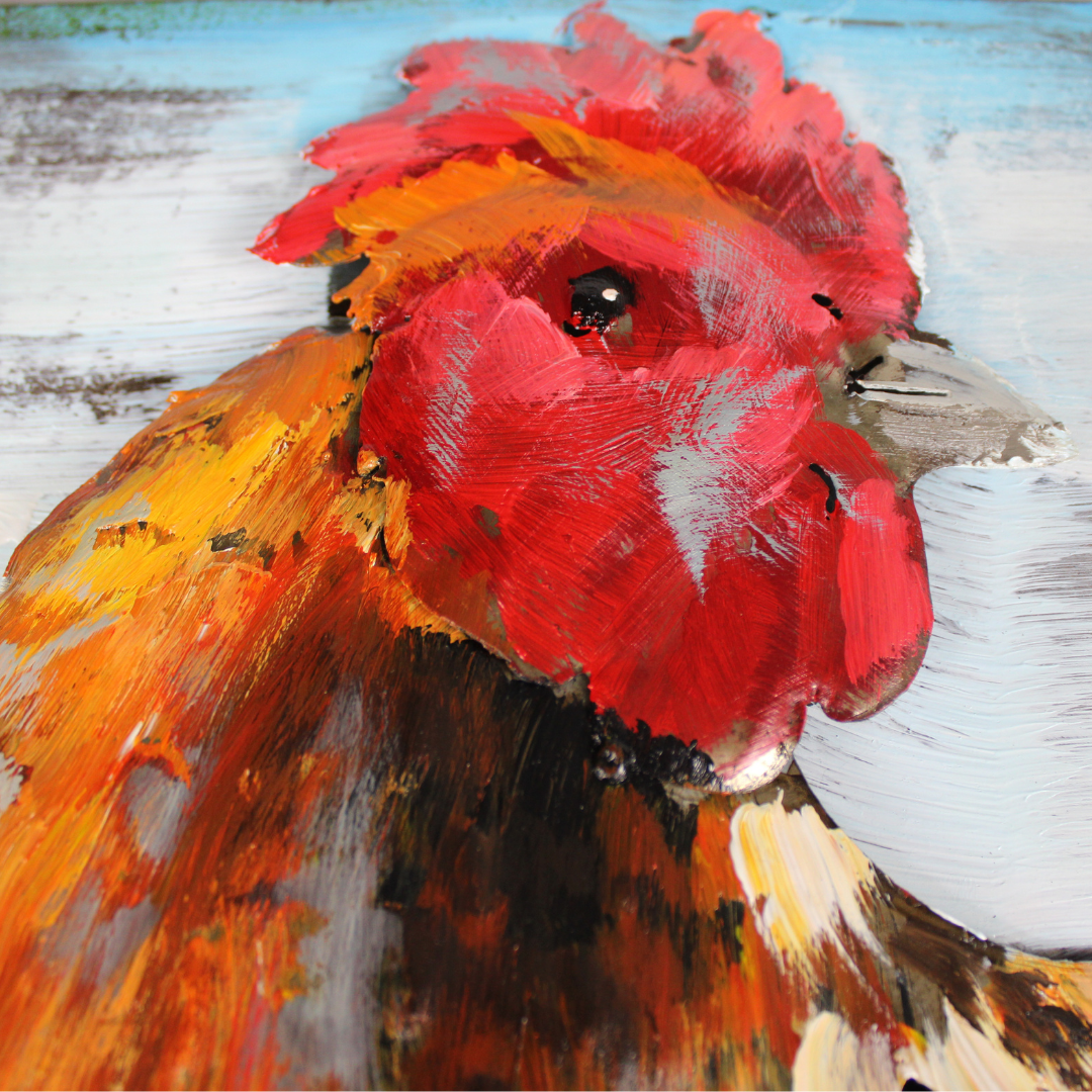 3D Schilderij Metaal - Kippen – 60x150cm