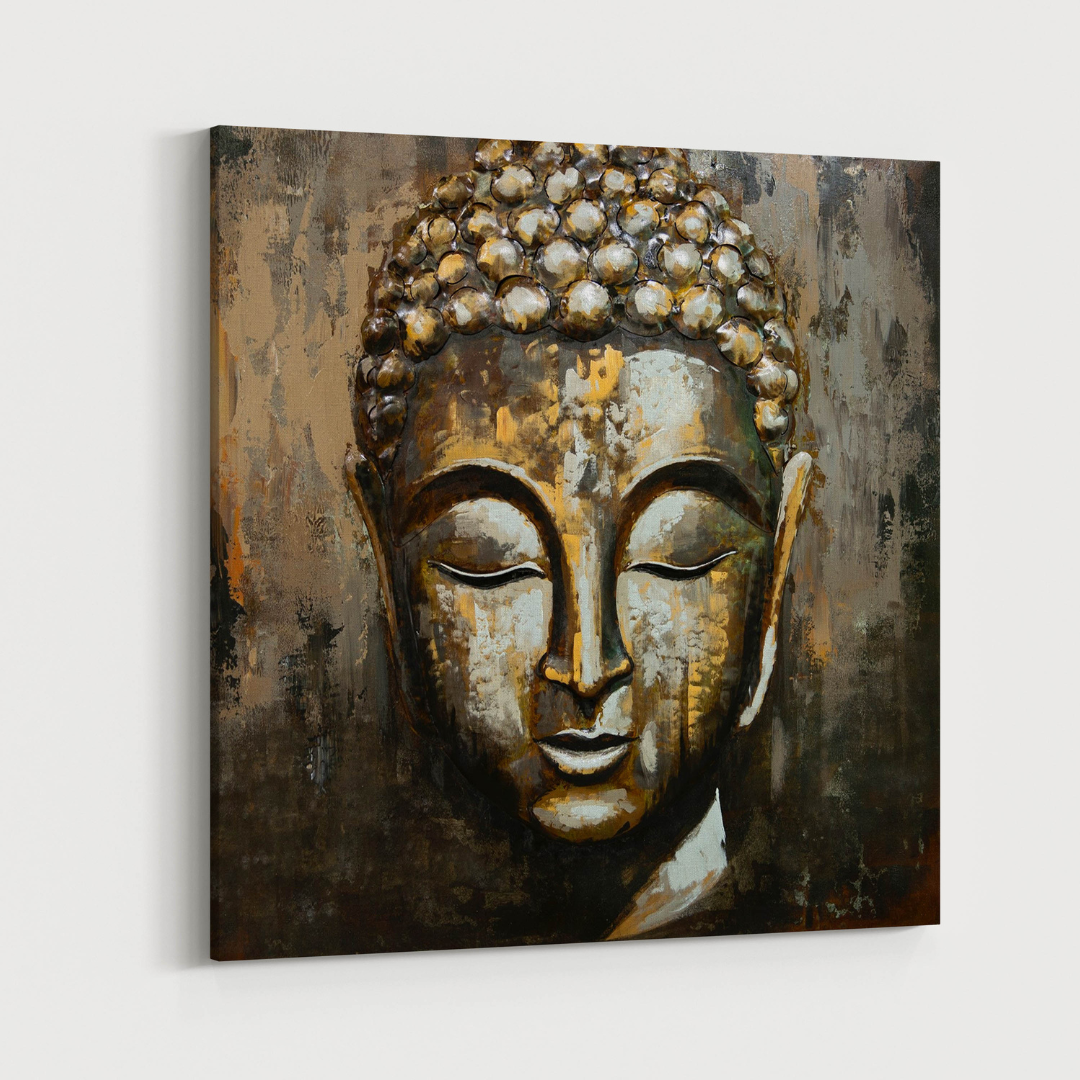 3D Schilderij Metaal - Buddha – 100x100cm