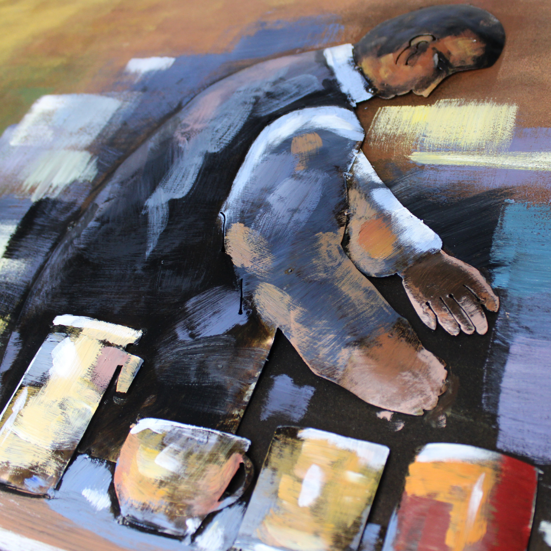 3D Schilderij Metaal - Barmannen – 60x150cm