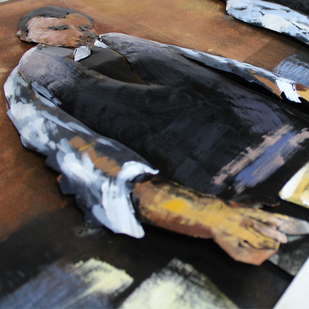 3D Schilderij Metaal - Barmannen – 60x150cm