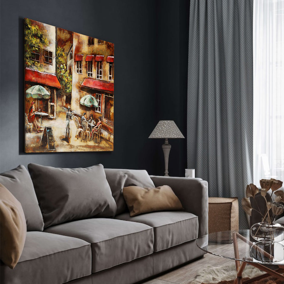 3D Schilderij Metaal - Café Paris – 100x100cm
