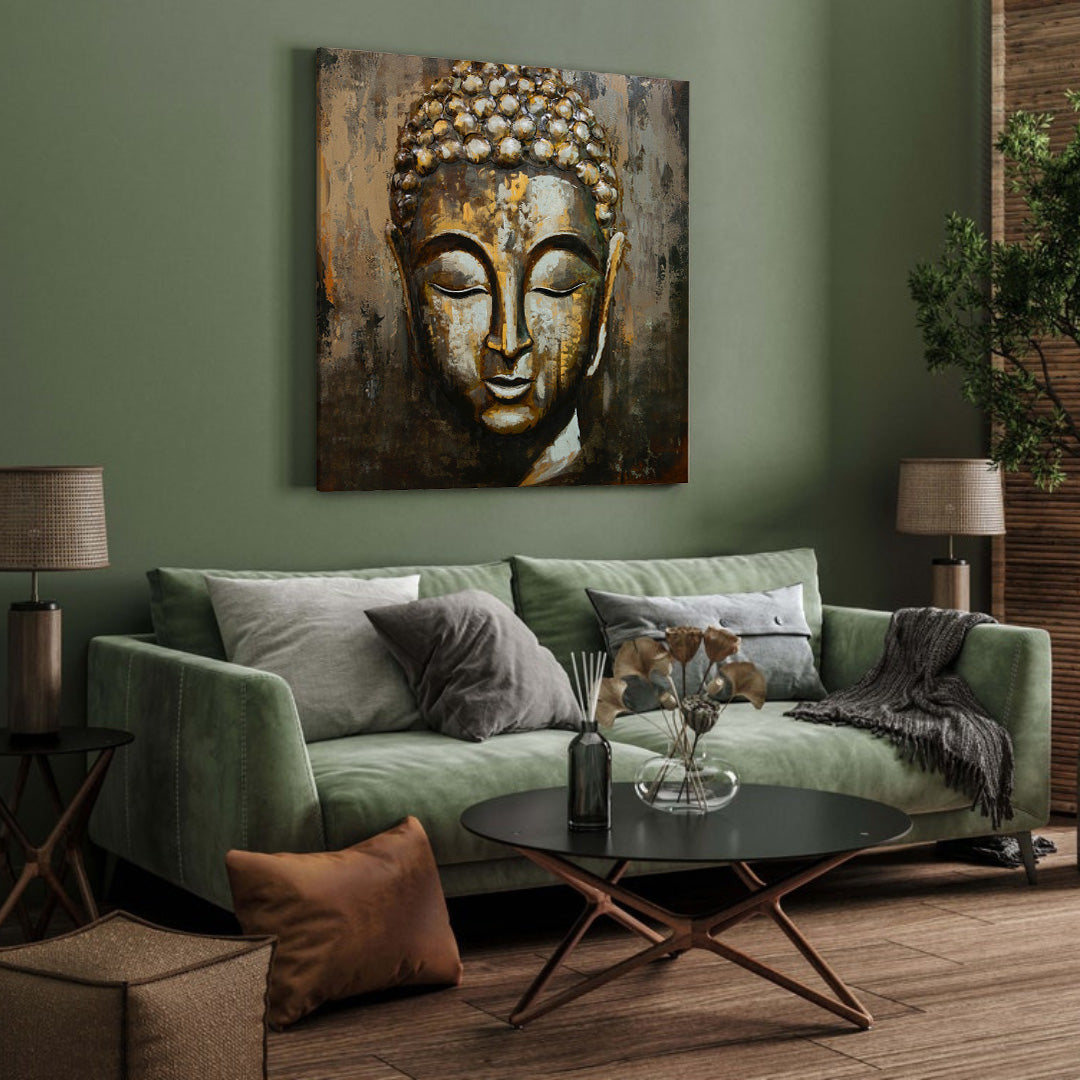3D Schilderij Metaal - Buddha – 100x100cm