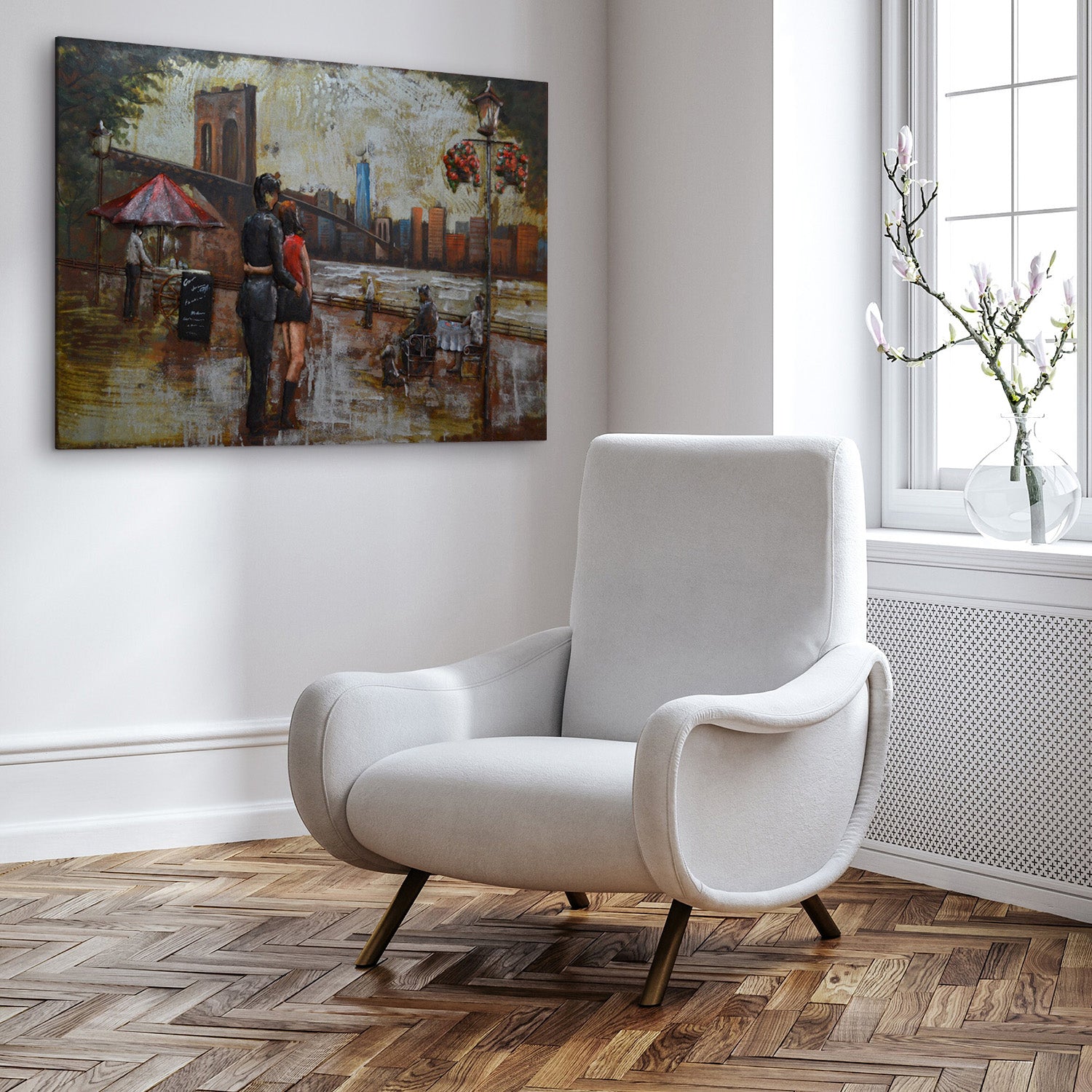 3D Schilderij Metaal - The brooklyn bridge – 120x80cm