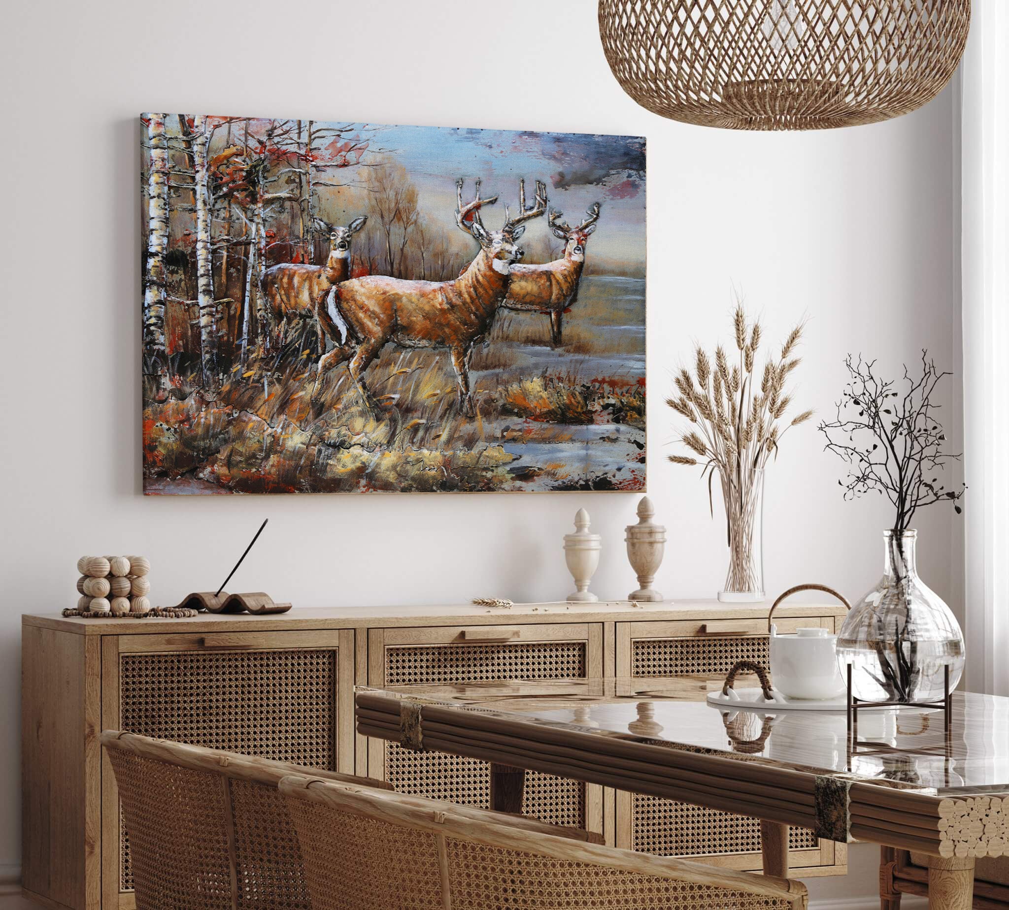3D Schilderij Metaal - Herten – 120x80cm