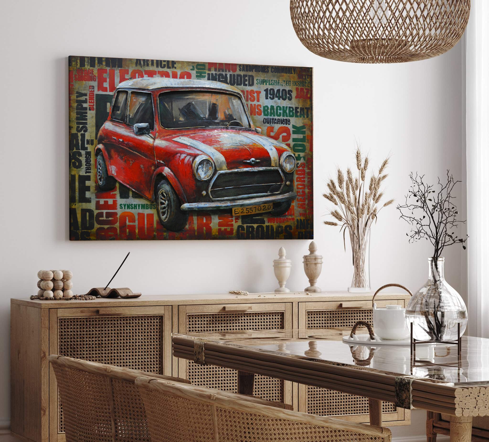 3D Schilderij Metaal - Mini cooper – 120x80cm