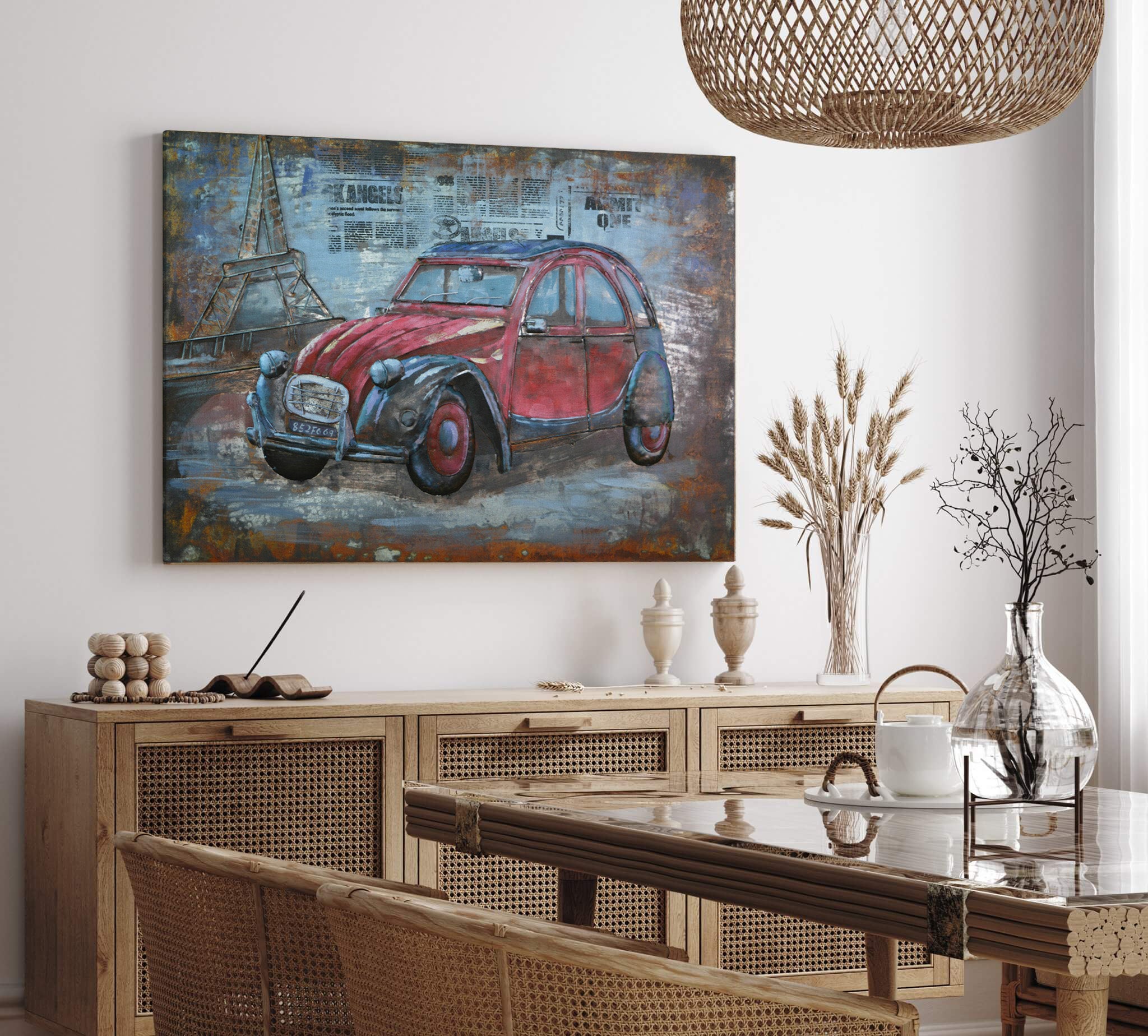 3D Schilderij Metaal - Rode eend – 120x80cm