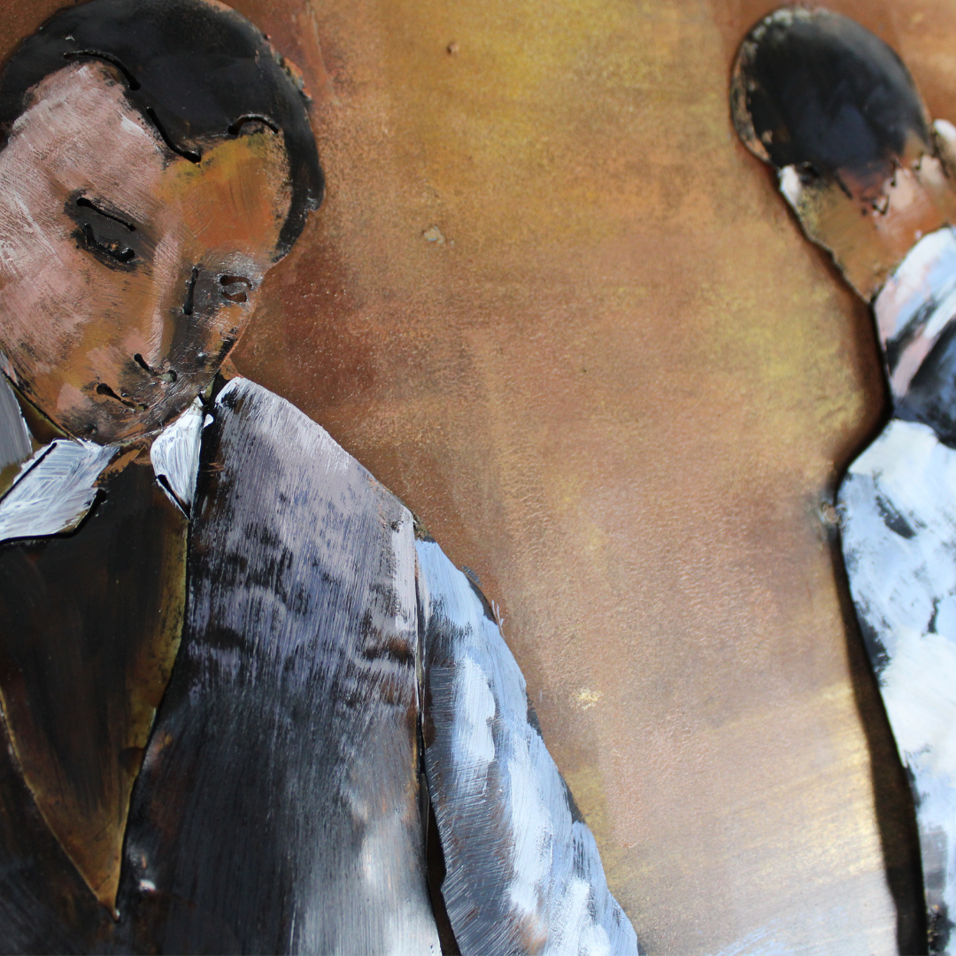 3D Schilderij Metaal - Barmannen – 60x150cm