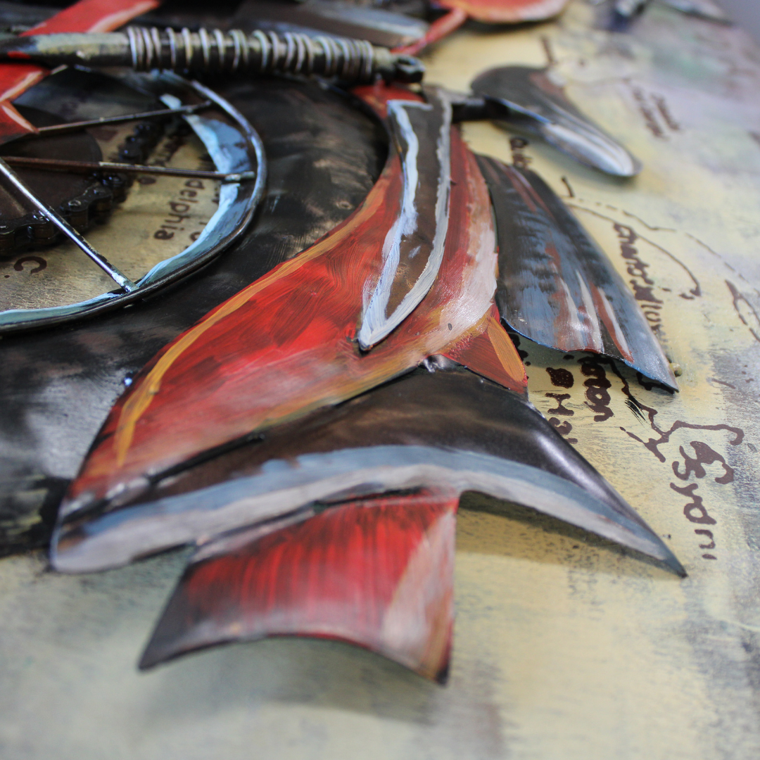 3D Schilderij Metaal - Motorcycle – 60x150cm