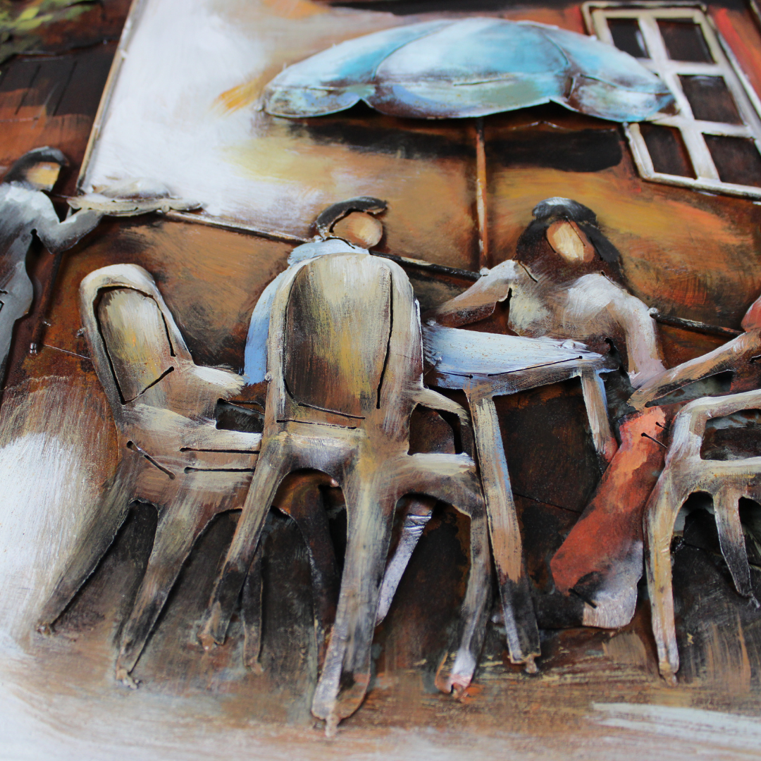 3D Schilderij Metaal - Café Paris – 100x100cm