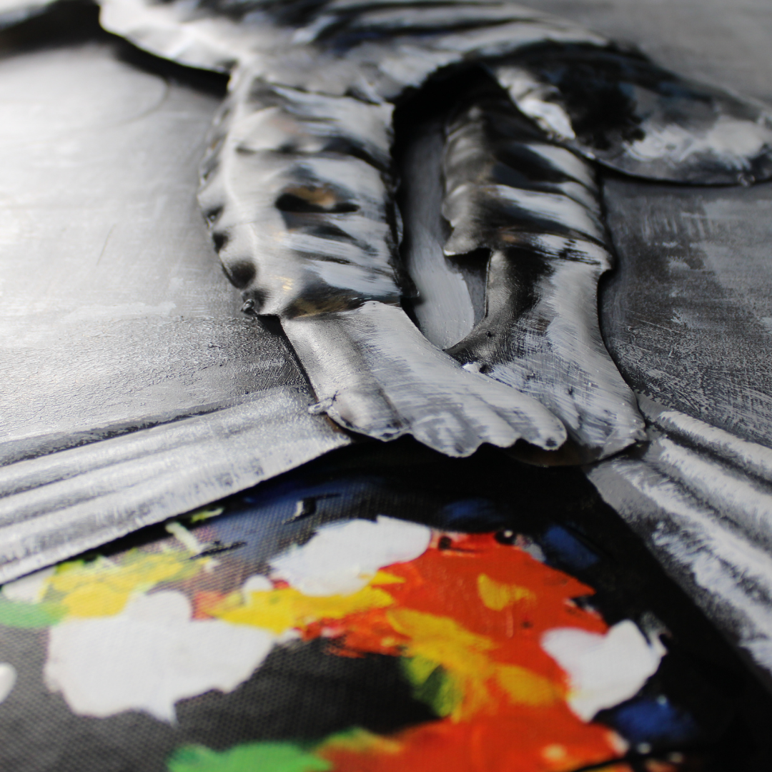3D Schilderij Metaal - Bansky graffiti – 120x80cm