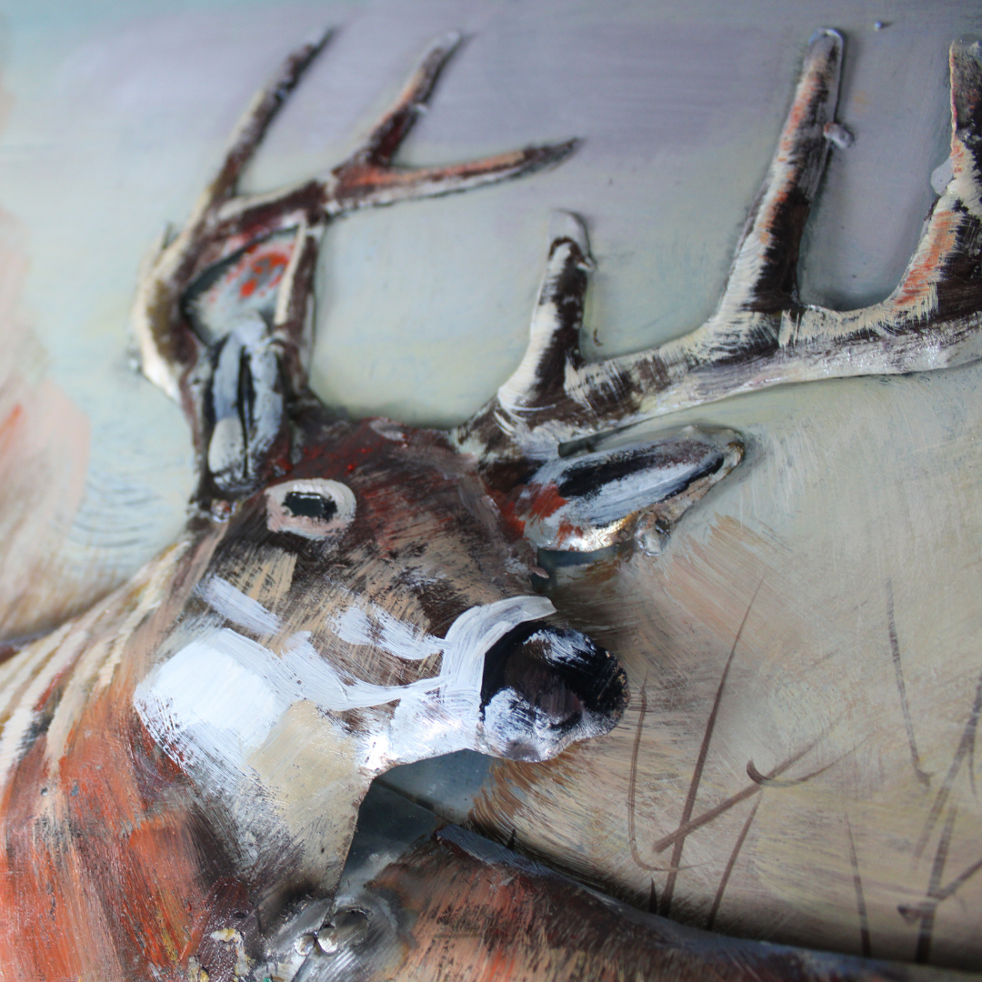 3D Schilderij Metaal - Herten – 120x80cm
