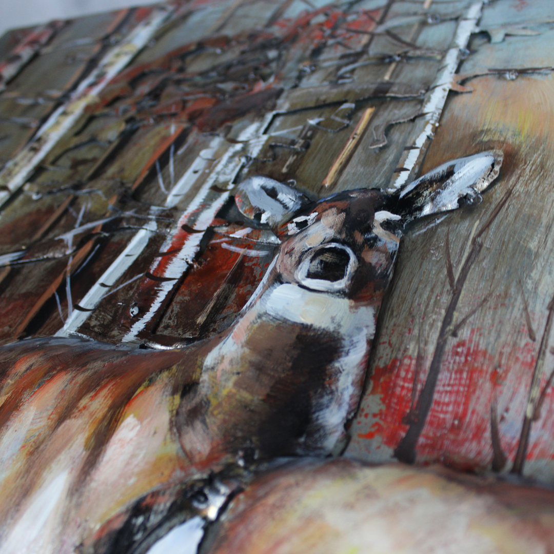 3D Schilderij Metaal - Herten – 120x80cm