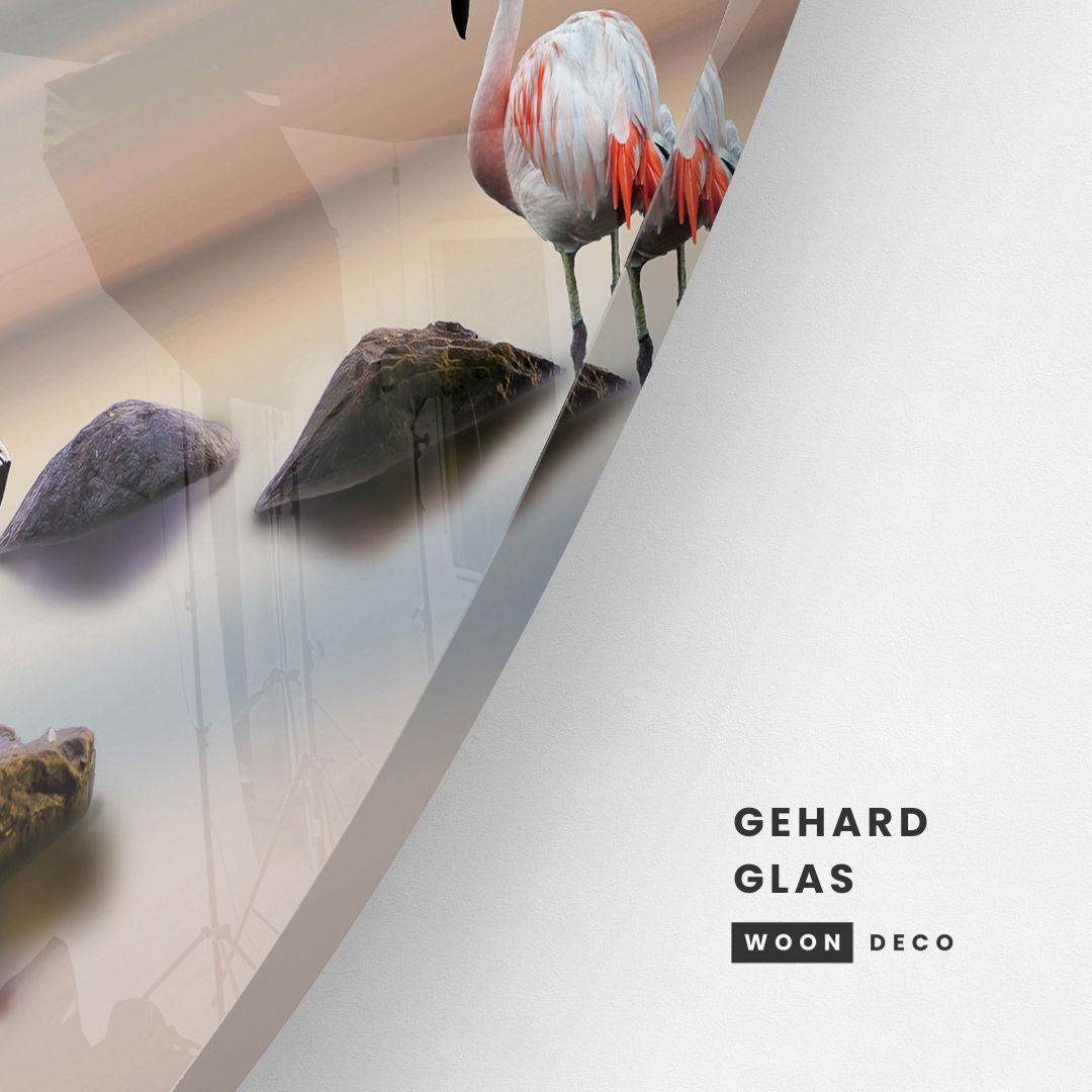 Glasschilderij - Flamingo´s - 80cm rond