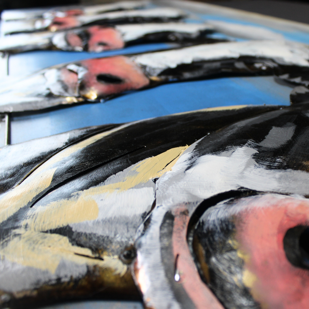 3D Schilderij Metaal - Koeien – 60x150cm