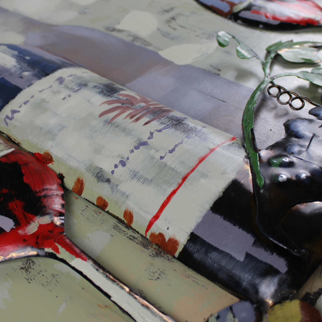 3D Schilderij Metaal - Red wine – 80x80cm
