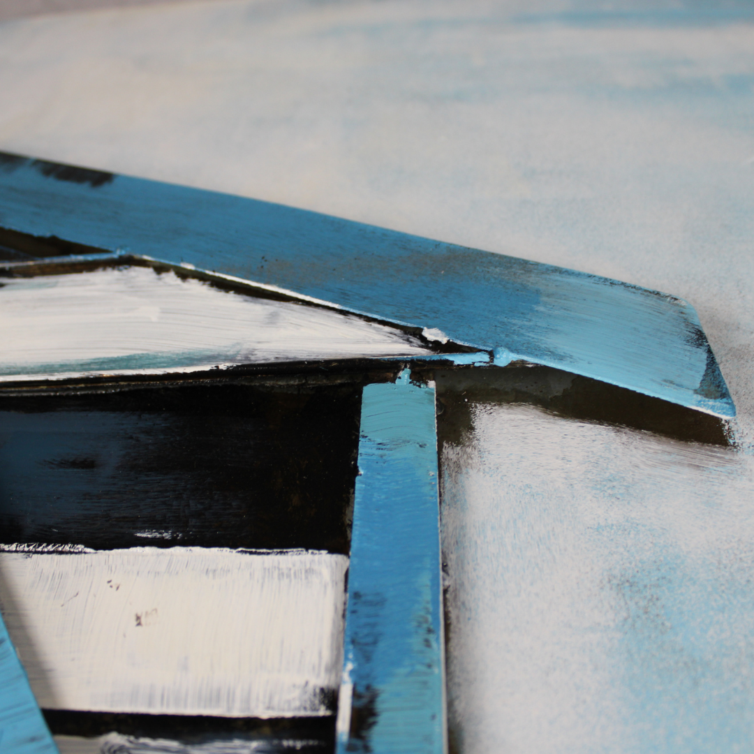 3D Schilderij Metaal - Strandhuis – 100x100cm