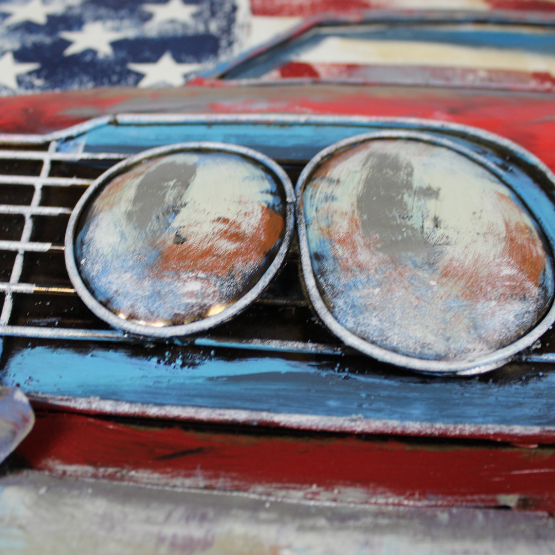 3D Schilderij Metaal - USA car – 120x80cm