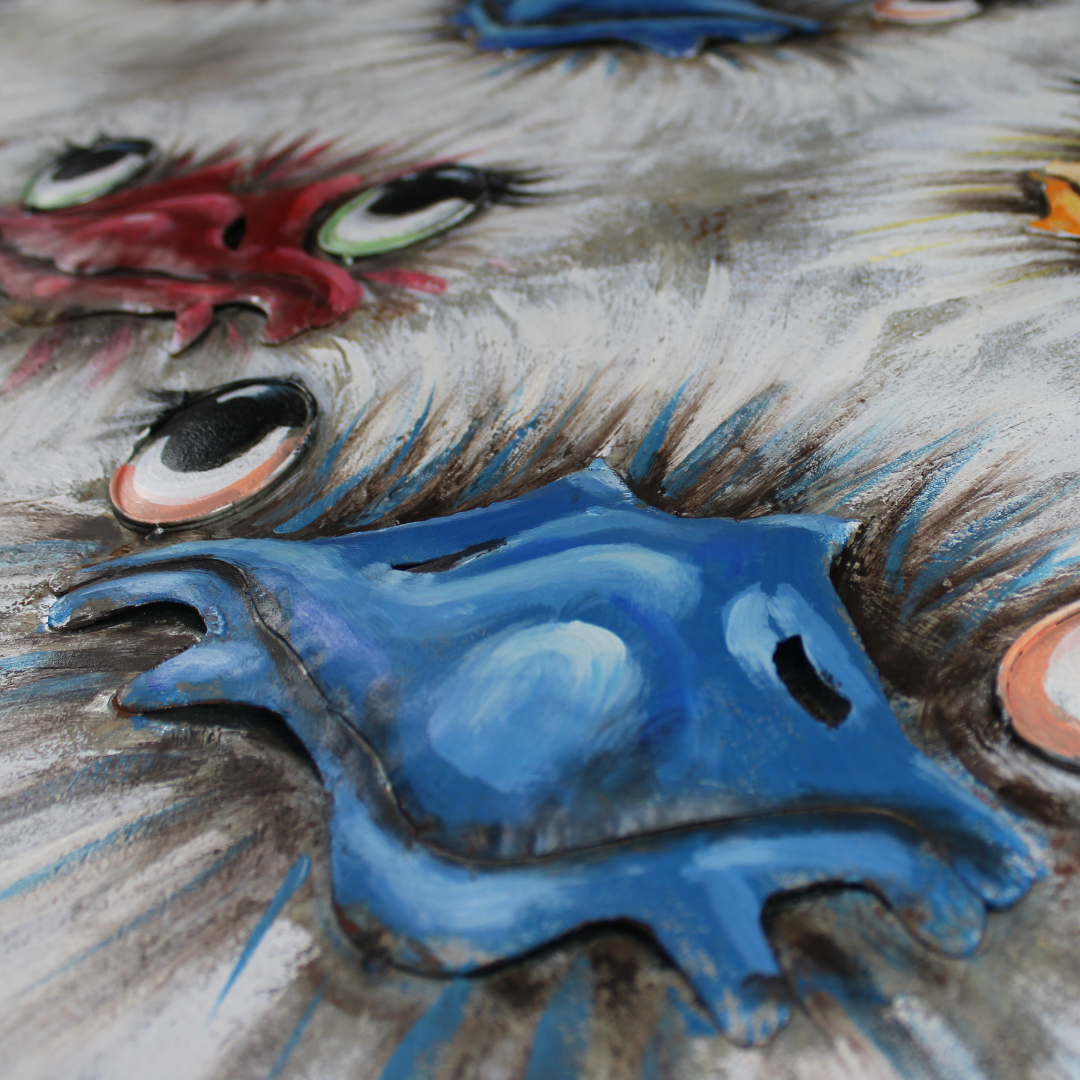 3D Schilderij Metaal - Ostriches – 100x100cm