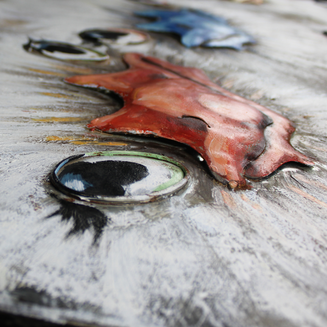 3D Schilderij Metaal - Ostriches – 100x100cm