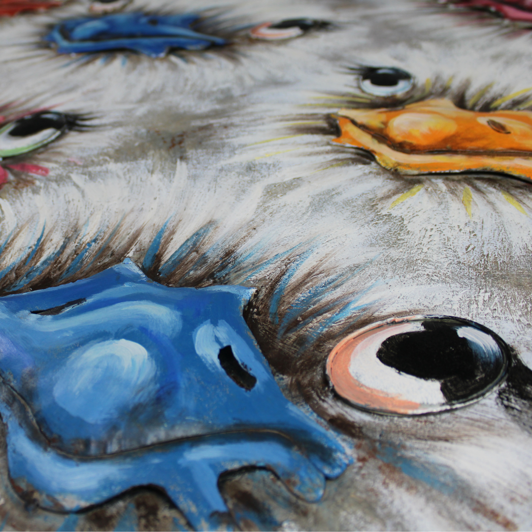 3D Schilderij Metaal - Ostriches – 100x100cm
