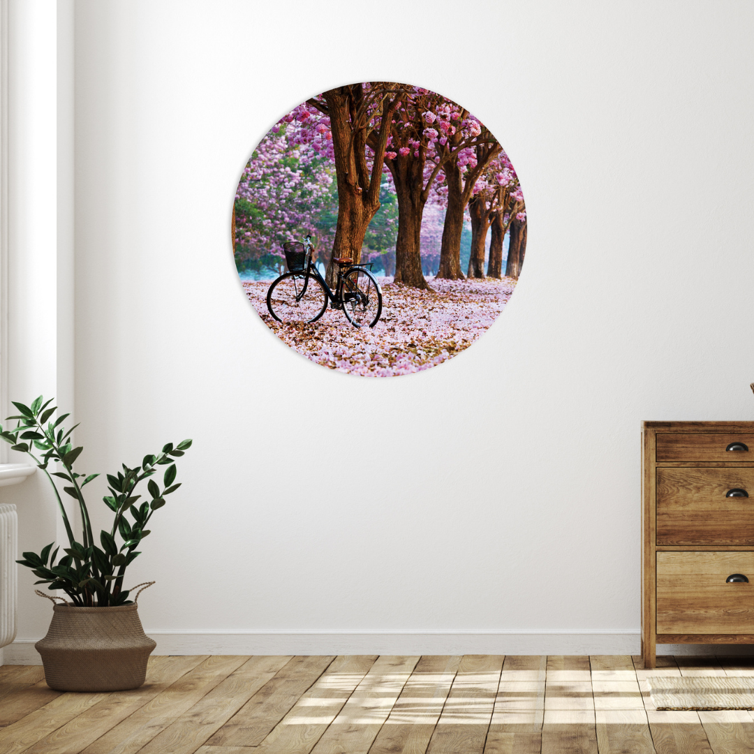 Glasschilderij - Bloesem - 80cm rond