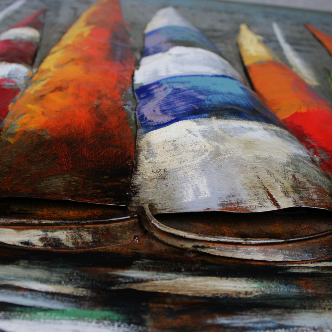3D Schilderij Metaal - De zeil bootjes – 120x80cm