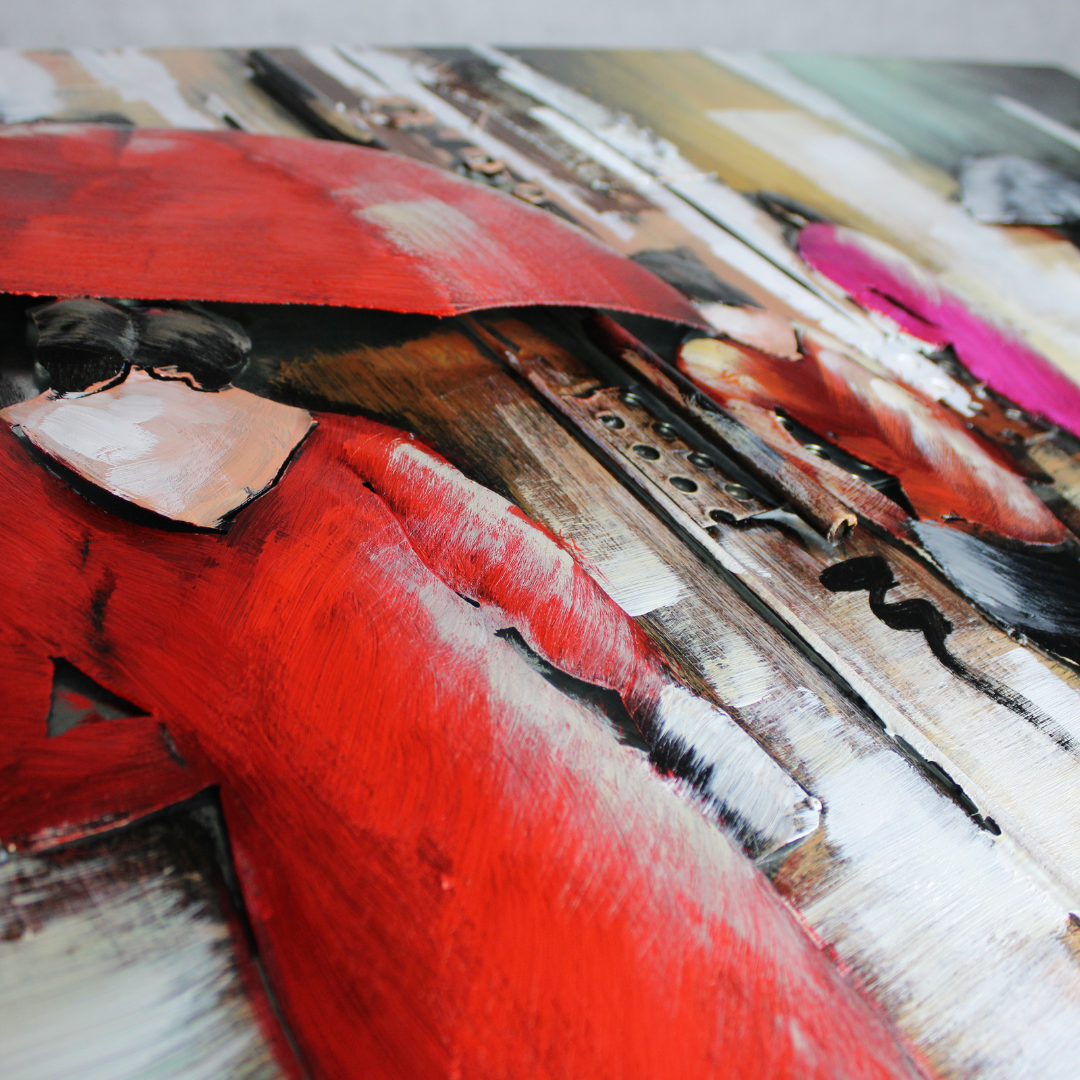 3D Schilderij Metaal - The red umbrella – 120x80cm
