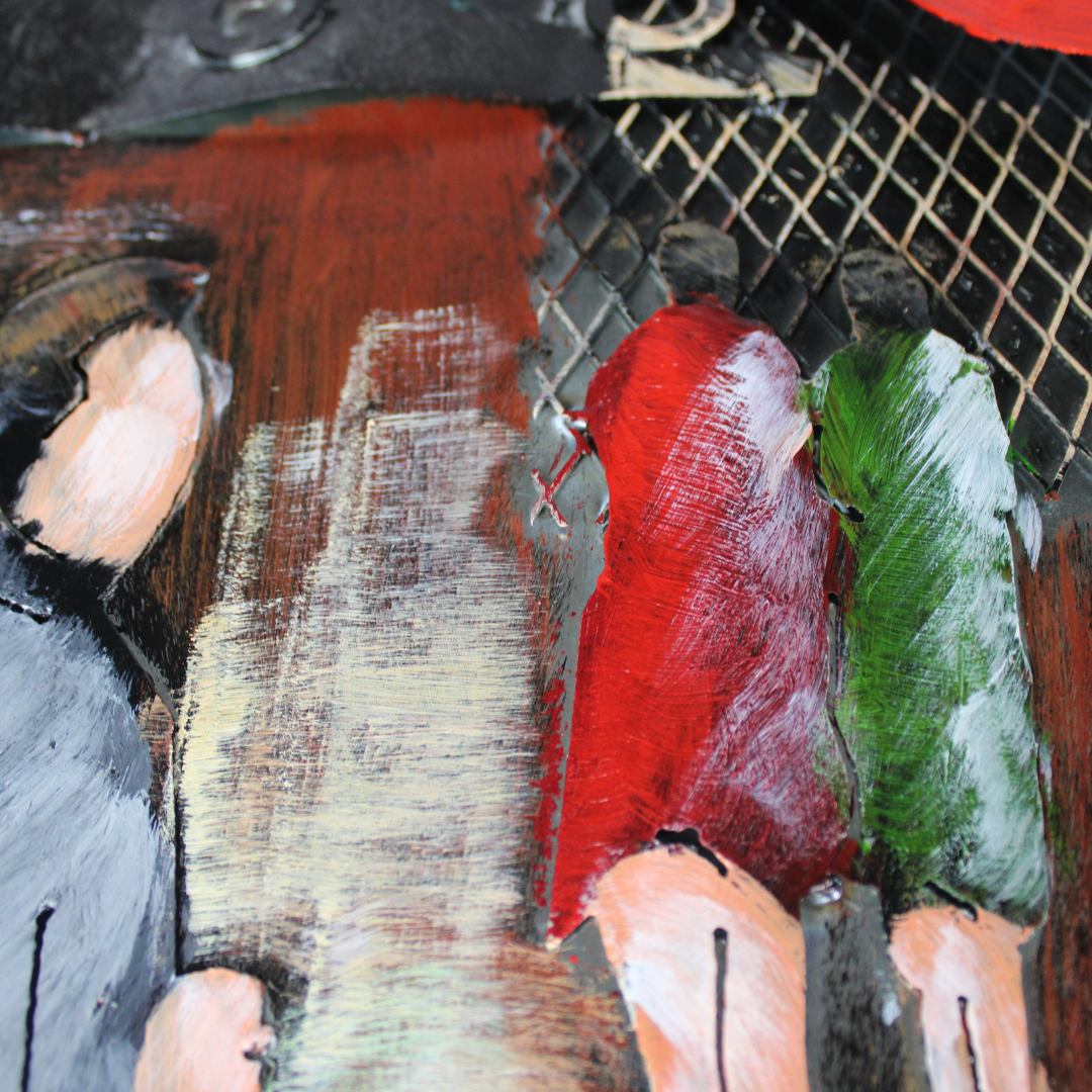 3D Schilderij Metaal - The red umbrella – 120x80cm