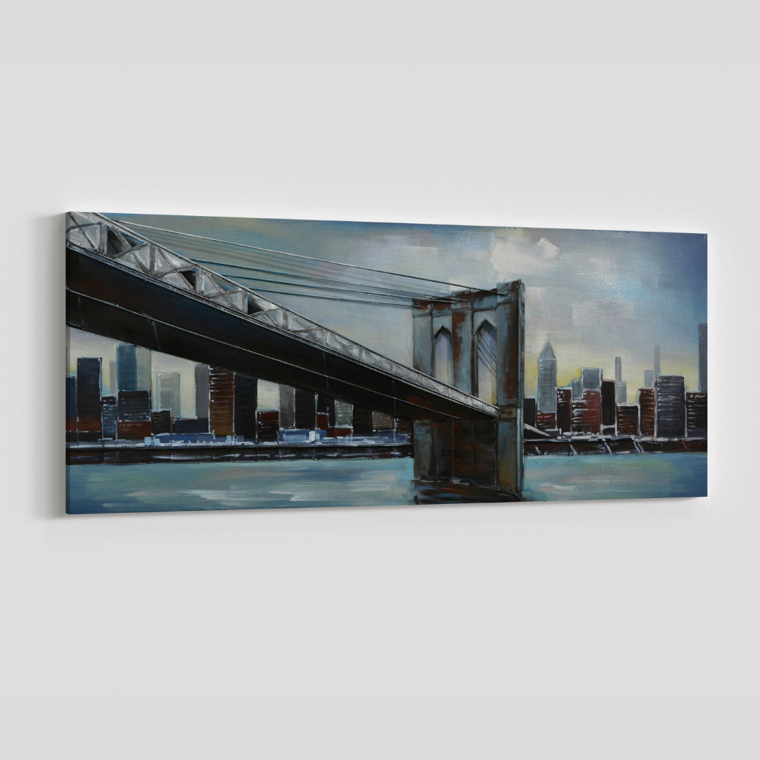 3D Schilderij Metaal - Brooklyn bridge – 60x150cm