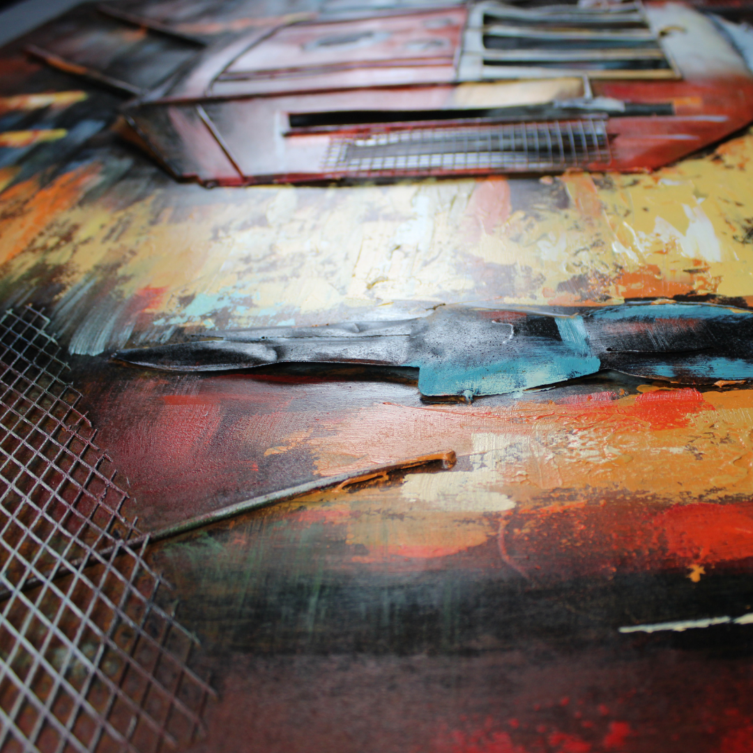 3D Schilderij Metaal - Old tram – 100x100cm