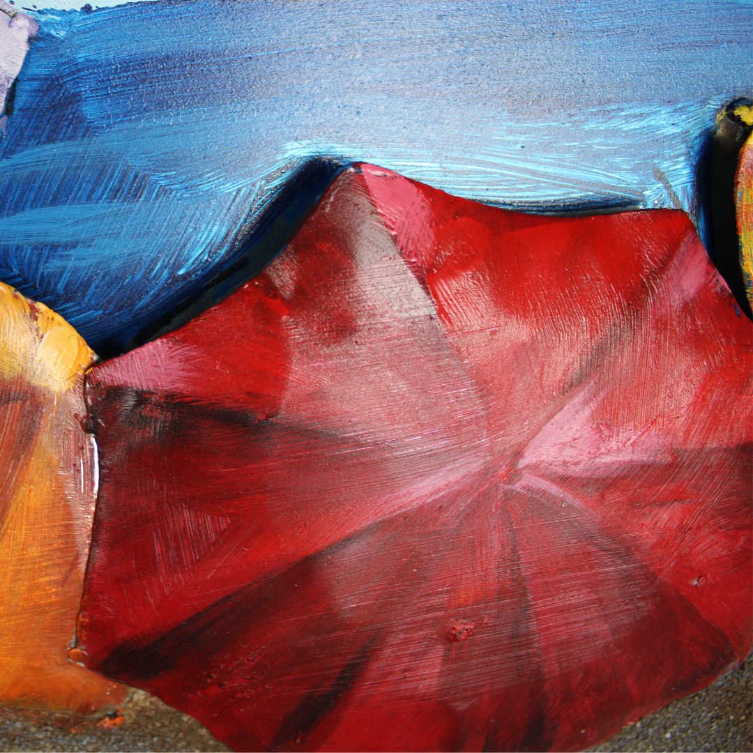 3D Schilderij Metaal - Parasols op het strand - 30x90cm