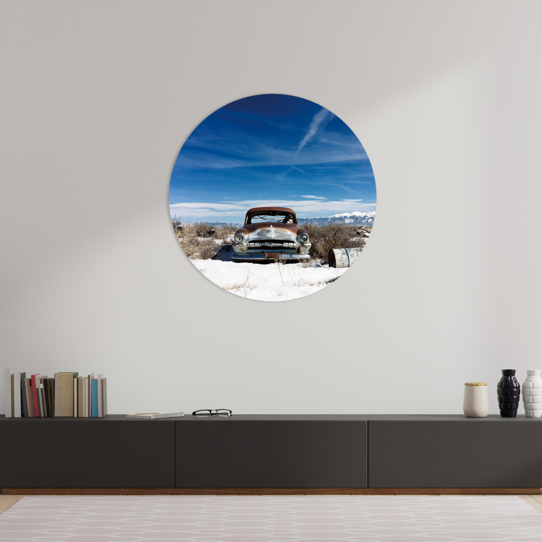 Glasschilderij - Old car - 80cm rond