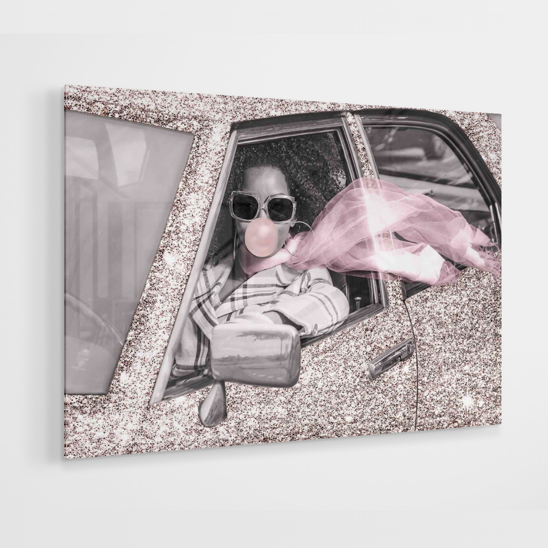 Glasschilderij – Bubblegum – 120x80cm